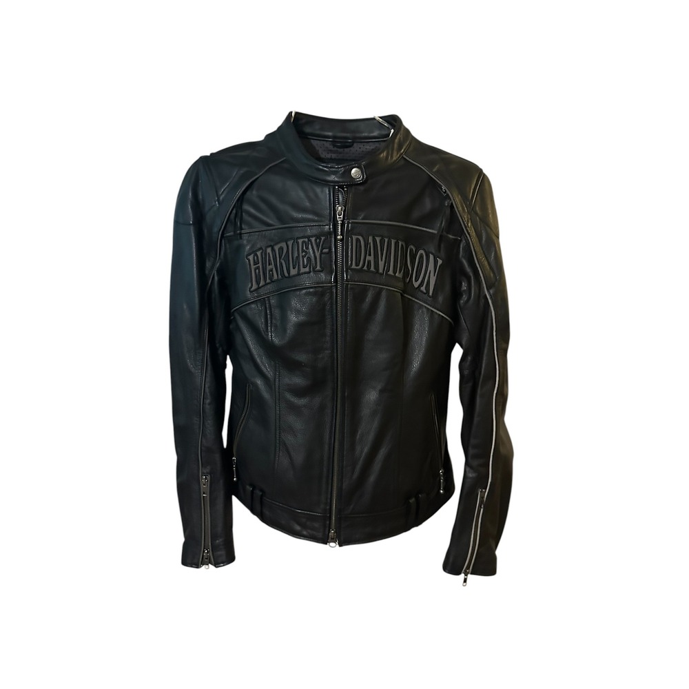 Harley-Davidson Willie G Skull Leather Motorcycle Jacket Black Womens Large